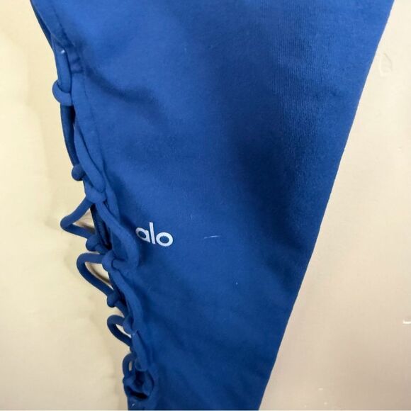 ALO Yoga Interlace Blue Size Medium Womens High Rise Leggings Activewear Stretch - Picture 5 of 8